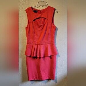 Bebe Peplum Dress Hibiscus Color Size Medium